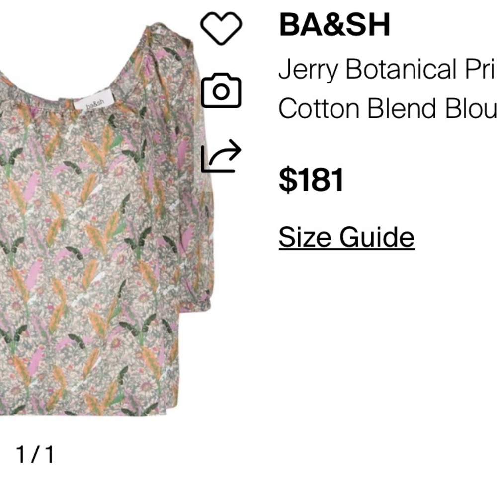 ba&sh Terry botanical print cotton blend blouse